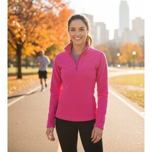 Champion Womens Pink 1/4 Zip Pullover Fleece Jacket S